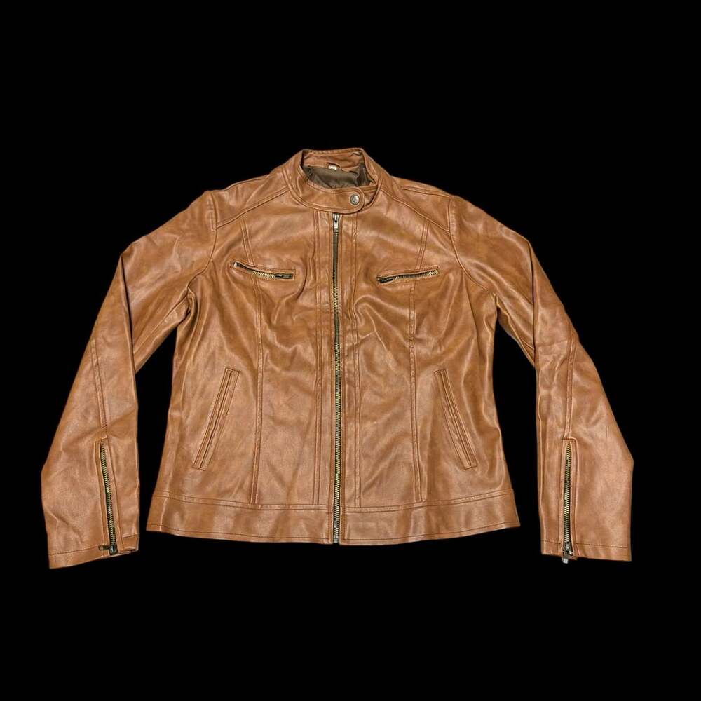 Redskins Genuine Leather Brown Biker Motorcycle Jacket Size 44